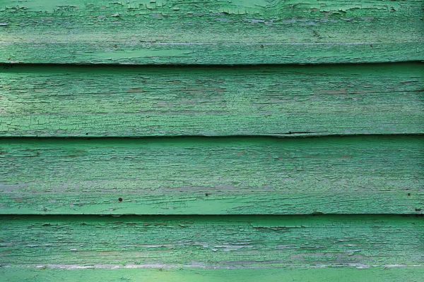 Texture Old Shabby Green Wall Horizontal Wooden Boards — Stock Photo, Image