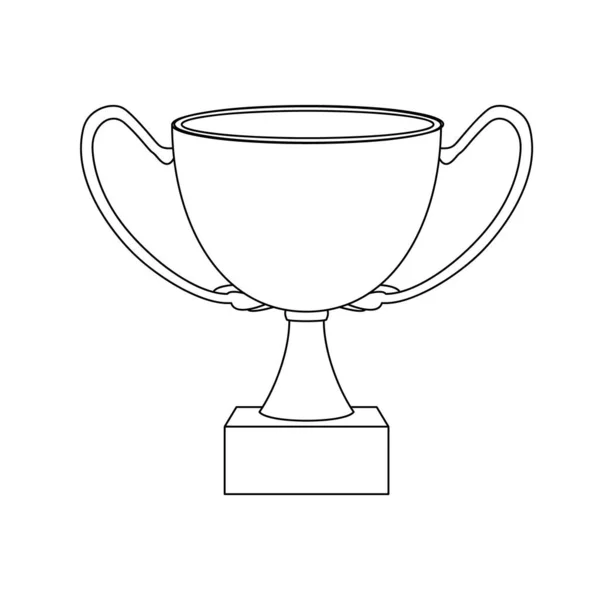 冠军体育杯 赢得比赛冠军的奖杯 白色背景上孤立的向量图解 线条艺术 — 图库矢量图片