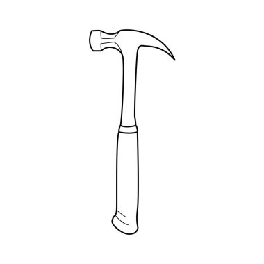 Çekiç Simgesi. Logo veya Düğme için Vektör İllüstrasyonu. Basit ince çizgi sanatı. Yapım ve onarım araçları