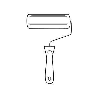 Boya Pateni Simgesi beyaz arkaplanda izole edildi. Logo veya Düğme için Vektör İllüstrasyonu. Basit ince çizgi sanatı. Yapım ve onarım araçları