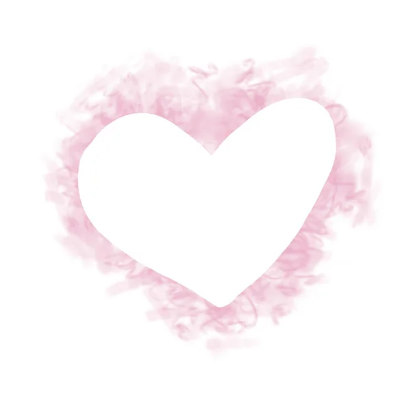 Watercolor Pink Heart Space Text Hand Drawn Illustration Painted Brush — Stock Photo, Image