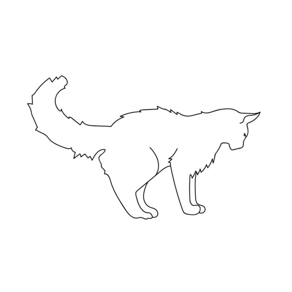 Chat Minimaliste Dans Style Abstrait Line Art Silhouette Animal Domestique — Image vectorielle