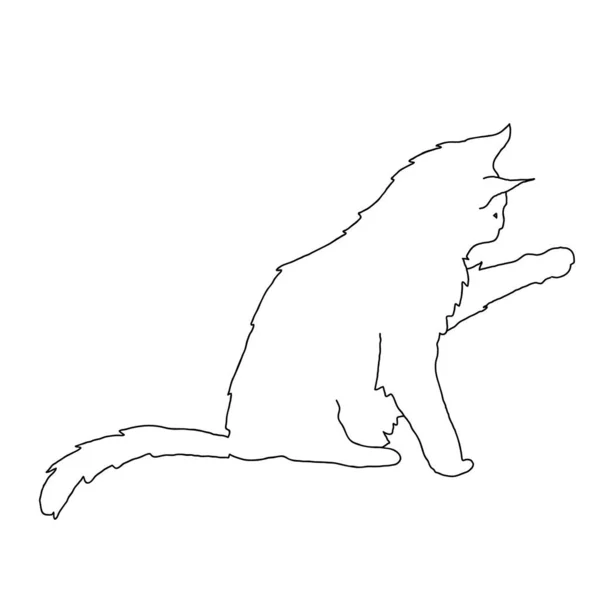 Gato Minimalista Estilo Abstracto Line Art Silueta Sentarse Linda Mascota — Vector de stock