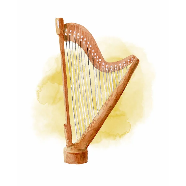 Watercolor illustration of Classical Harp — Stock Photo, Image