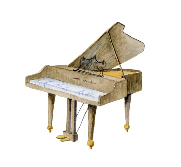 Watercolor illustration of piano — Stock Photo, Image