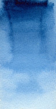 Suluboya elle dikey arkaplan boyası. Davetiyeler veya kartvizit tasarımı için soyut Mavi Arkaplan