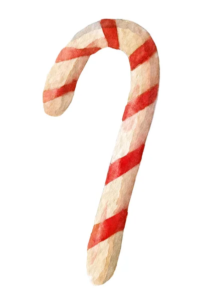 Acuarela Candy Cane Para Icono Dulce Caramelo Navidad Sobre Fondo — Foto de Stock