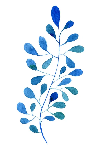 Akwarela ręcznie malowane abstrakcyjny niebieski kwiat — Zdjęcie stockowe