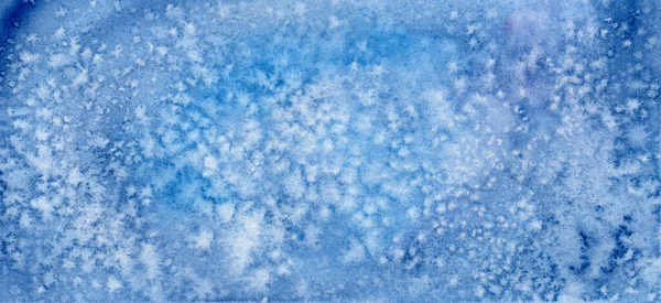 Watercolor Blue Winter Background Snow Hand Painter Starry Night Sky — Stock Photo, Image