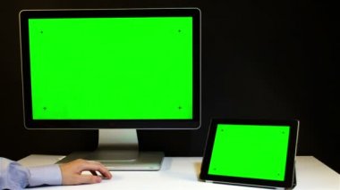 Tablet Pc ve göstermek yeşil bir ekran ile