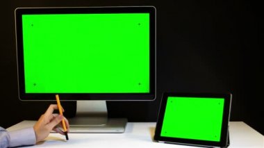 Tablet Pc ve göstermek yeşil bir ekran ile