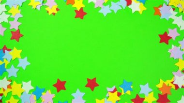 Çok renkli yıldız üzerinde yeşil bir ekran şeklinde