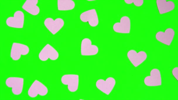 Hearts shaped on the green screen — Stock Video