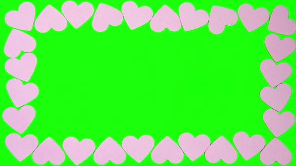 Hearts shaped on the green screen — Stock Video