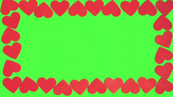 Hearts shaped on the green screen — Stock Video