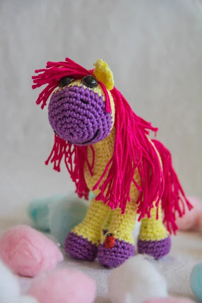 Crochet lovly color horse — Stock Photo, Image