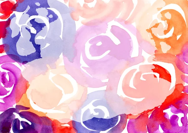 Watercolor paint abstract multicolored background. Pink, orange, red and purple Spots and splashes texture from Roses. Backdrop of Spot for packaging and web — Stock Photo, Image