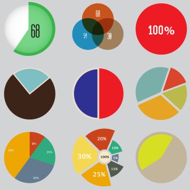 Infographic elemanları, pasta grafiği simgesi, iş öğeleri ve istatistiklerini ayarla