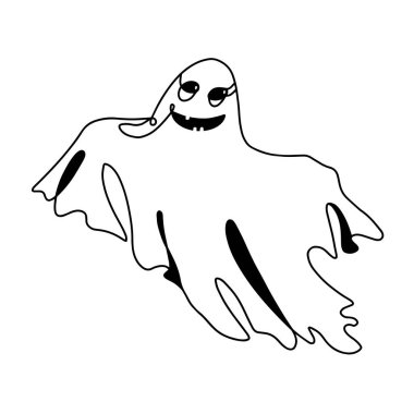 Nazik Hayalet tek satırlık çizim tarzında.