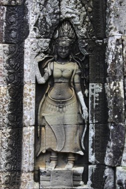 Bayon Tapınağı 'nda Apsara. Siem Reap, Kamboçya