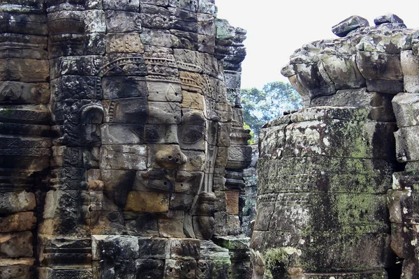 Piatra Confruntă Angkor Tom Templul Bayon Siem Reap Cambodgia — Fotografie, imagine de stoc