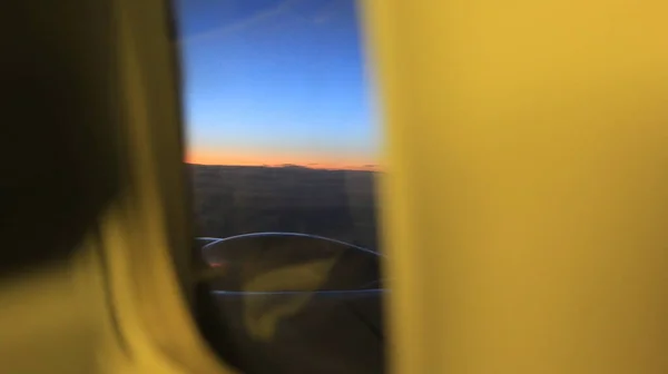 Pôr Sol Janela Avião — Fotografia de Stock