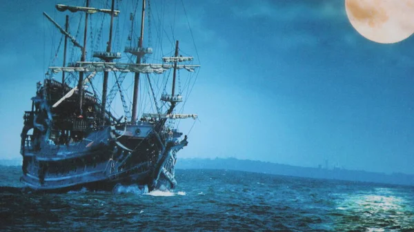 Ręcznie Rysowane Malarstwo Historycznego Okrętu Wojennego — Zdjęcie stockowe