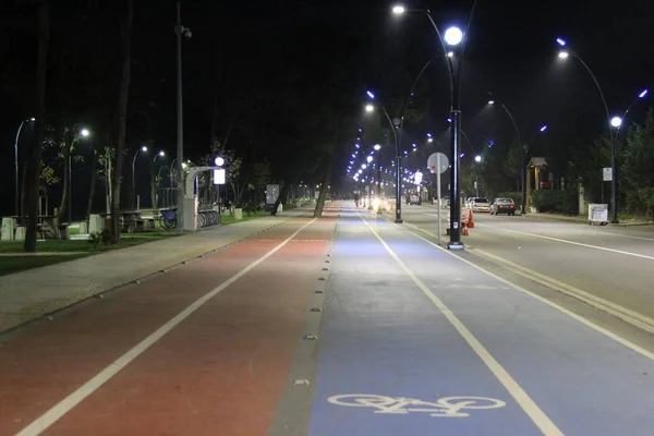 Carril Bici Pista Carreras Están Lado Lado Ciudad Costera — Foto de Stock