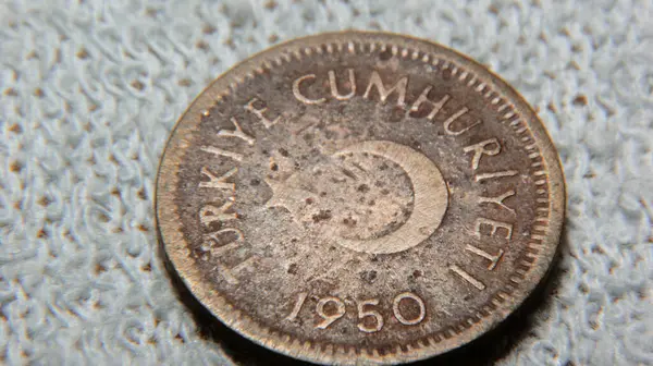 Collectie Van Oude Metalen Munten Uit Verschillende Landen Turkse Munt — Stockfoto