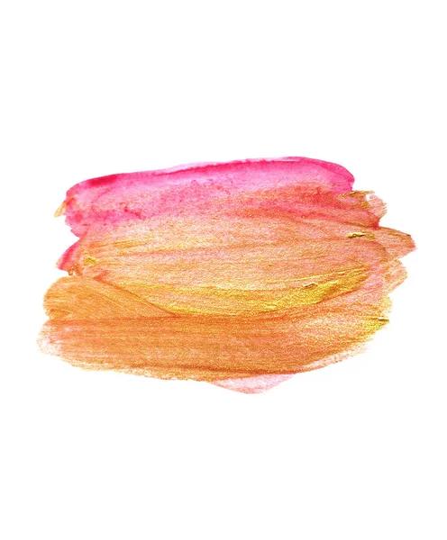 手工制造的金光闪闪的丙烯酸涂料笔迹 带有毛刷纹理的污迹和美丽的粉红色调 — 图库照片