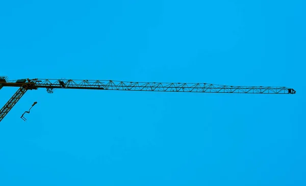 Grue Construction Sur Fond Ciel Bleu — Photo