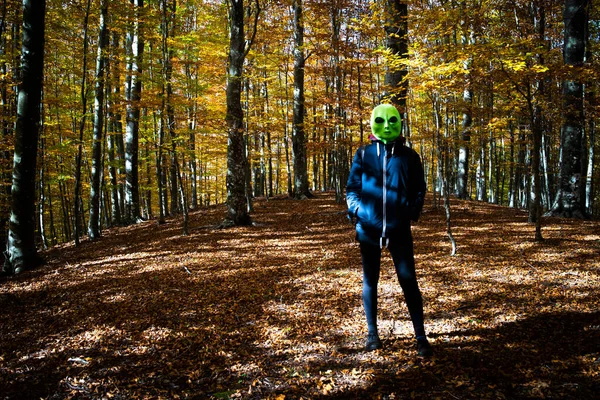 Sonbahar Ormanında Yabancı Bir Kadın — Stok fotoğraf