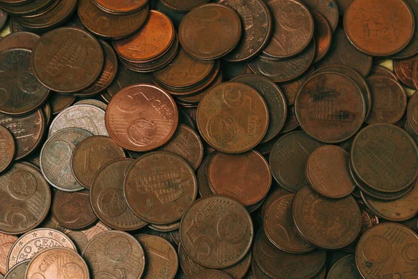 Background Texture Copper Coins Euro Cents — Stock Photo, Image