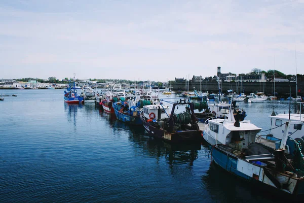 Uitzicht Haven Bretagne Frankrijk Vissersboten — Stockfoto