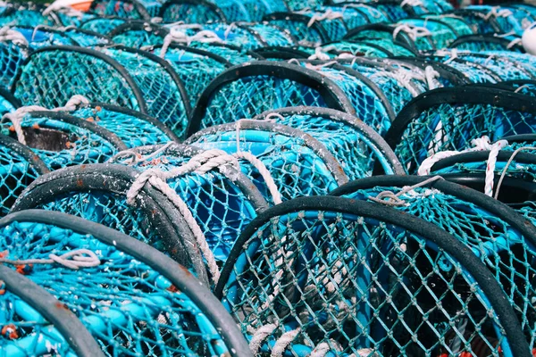 Detail Cages Lobster Fishing Blue Texture — Stock Photo, Image