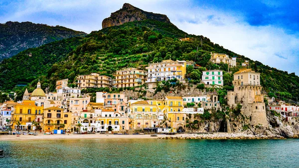 Cetara Amalfi海岸 意大利 全村的全景 从海上看 — 图库照片