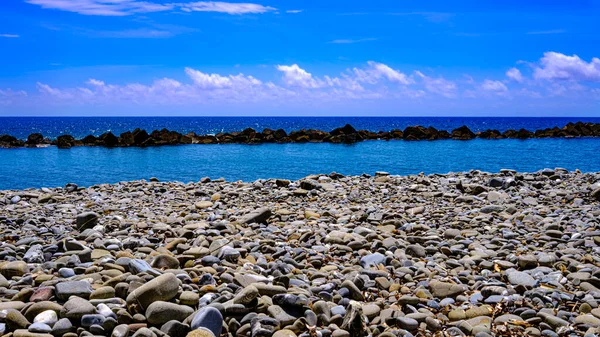 Spiaggia Pioppi Cilento Campania Italia Ciottoli Mare Blu Cielo Blu — Foto Stock