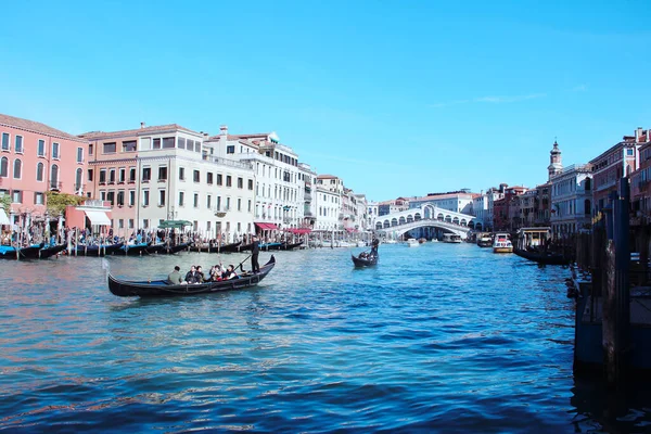 Vue Sur Grand Canal Venise Avec Pont Fond — Photo