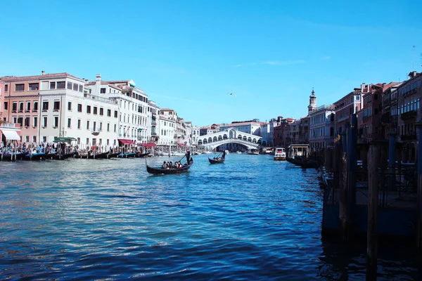 Vue Sur Grand Canal Venise Avec Pont Fond — Photo