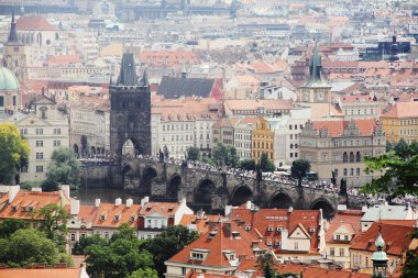 CZECH REPUBLIC, PRAGUE: JUNE 13 2015: view from above of Charles bridge