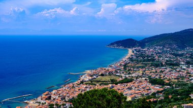 view of Santa Maria di Castellabate, Cilento, Italy. Panoramic from above clipart