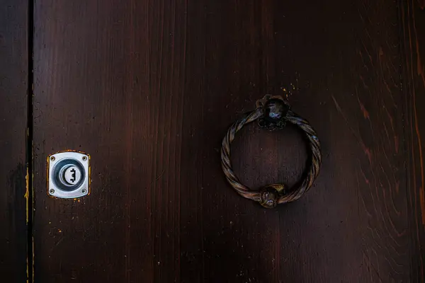 Door Knocker Detail Brown Door Lock — Stock Fotó