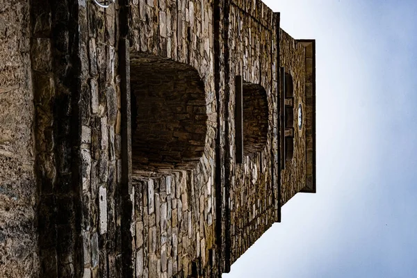 Castellabate Salerno Italy Ancient Tower Details Clock — Φωτογραφία Αρχείου