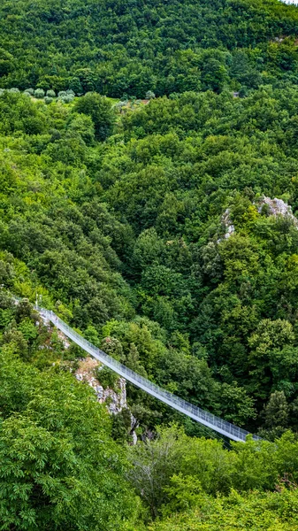 Vista Superior Del Puente Tibetano Laviano Campania Italia — Foto de Stock