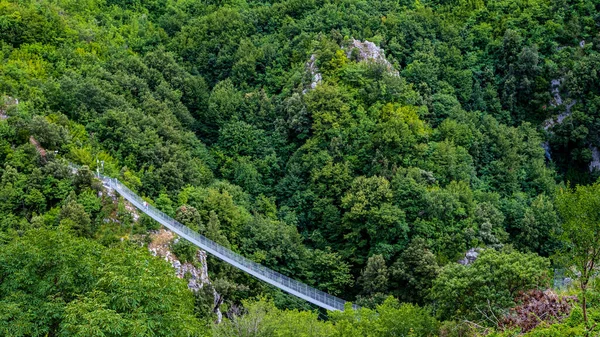 Vista Superior Del Puente Tibetano Laviano Campania Italia — Foto de Stock