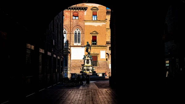 View Fountain Neptune Portici Bologna Italy — Stock Photo, Image
