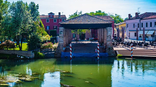 Canal Agua Casas Piazza Dolo Venecia Italia — Foto de Stock