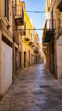 Eski kasaba Mazara del Vallo, Sicilya, İtalya manzarası. Sokaklar ve sokaklar
