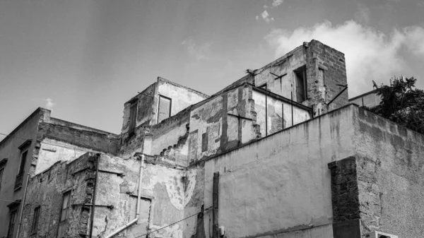 Casa Ruínas Abandonada Preto Branco Photo Marsala Sicília Itália — Fotografia de Stock