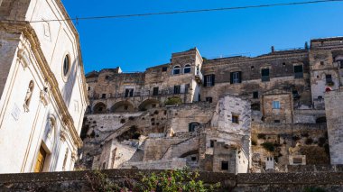 Matera 'nın tarihi merkezi, Sassi. Basilicata. İtalya.